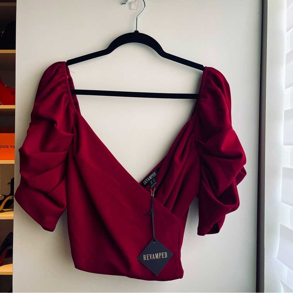 Revamped Crop Top With Ruffle Sleeves